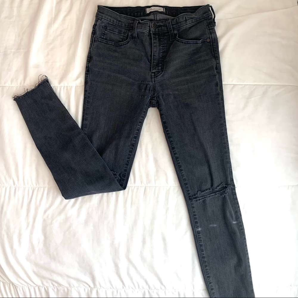 Black Distressed Madewell Skinny Jeans
